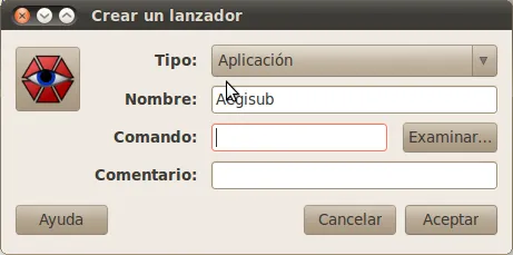 Ventana para crear un lanzador