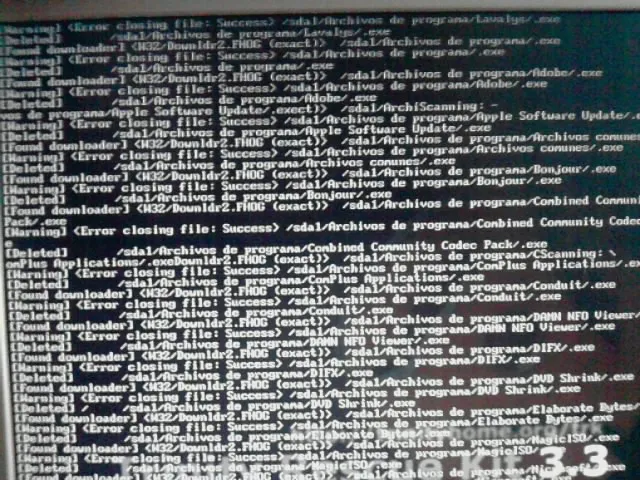 Alertas de virus durante el escaneo con Trinity Rescue Kit
