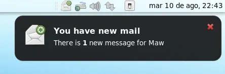 Notificación de Gmail Notifier funcionando