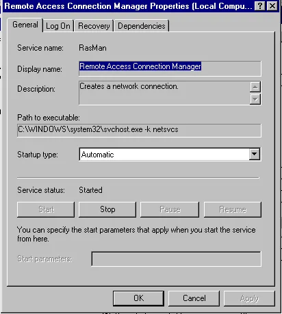 Servicio Server configurado en automático e iniciado